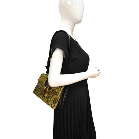 GUCCI Sylvie Small Metallic Jacquard Shoulder Bag Multicolor 421882