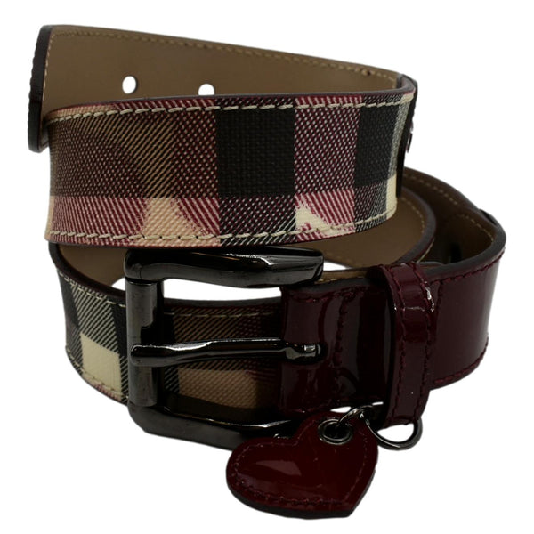 BURBERRY Nova Check Heart Belt Red Multicolor Size 32/80