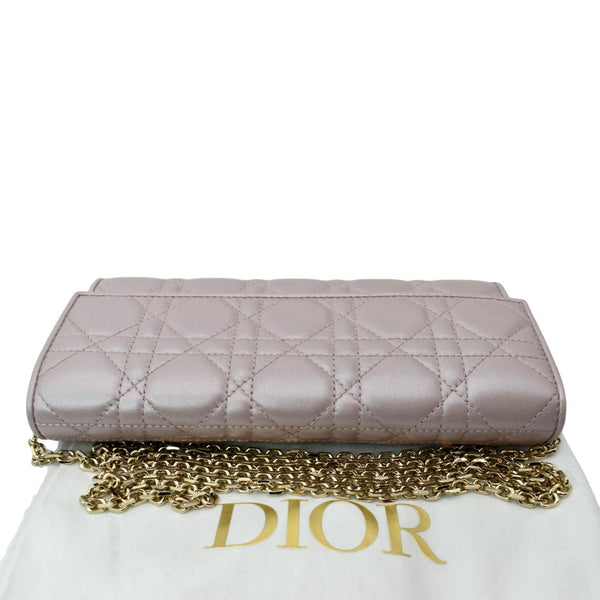 CHRISTIAN DIOR Leather Wallet on Chain Crossbody Bag Light Pink