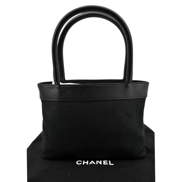 CHANEL Canvas Leather Tote Bag Black