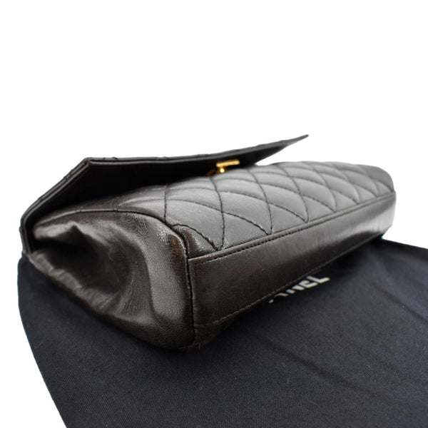 CHANEL Vintage Flap Quilted Leather Top Handle Bag Black