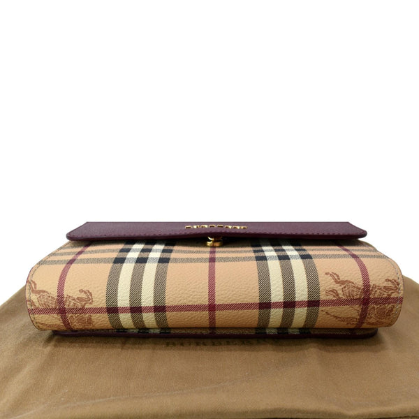 Burberry Loxley Check Leather Shoulder Bag Purple