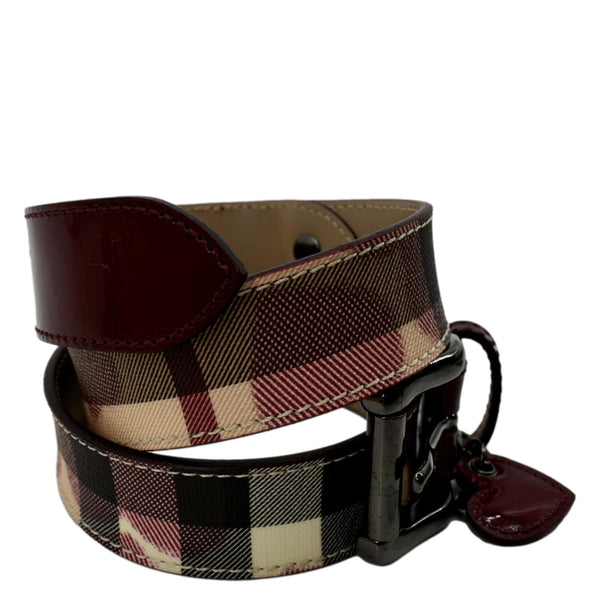 BURBERRY Nova Check Heart Belt Red Multicolor Size 32/80