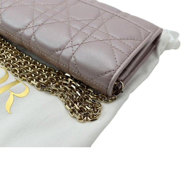 CHRISTIAN DIOR Leather Wallet on Chain Crossbody Bag Light Pink