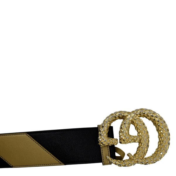 GUCCI Women Double G Buckle Calfskin Textured Leather Belt Beige 576203 Size 80.32