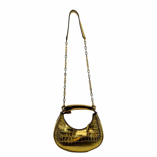 TOM FORD Bianca Mini Metallic Stamped Crocodile Leather Shoulder Bag Gold