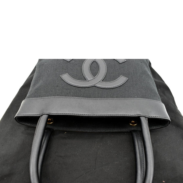 CHANEL Canvas Leather Tote Bag Black