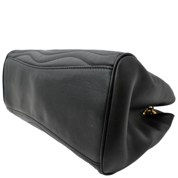 LOUIS VUITTON Wave Chain Leather Tote Shoulder Bag Black