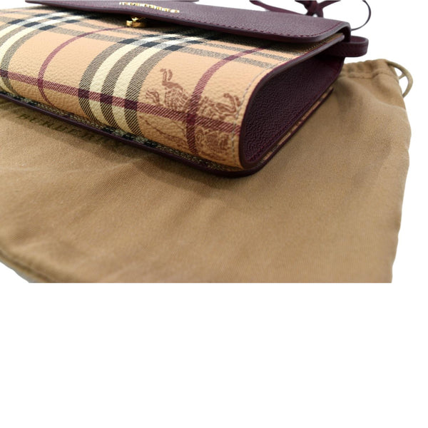 Burberry Loxley Check Leather Shoulder Bag Purple