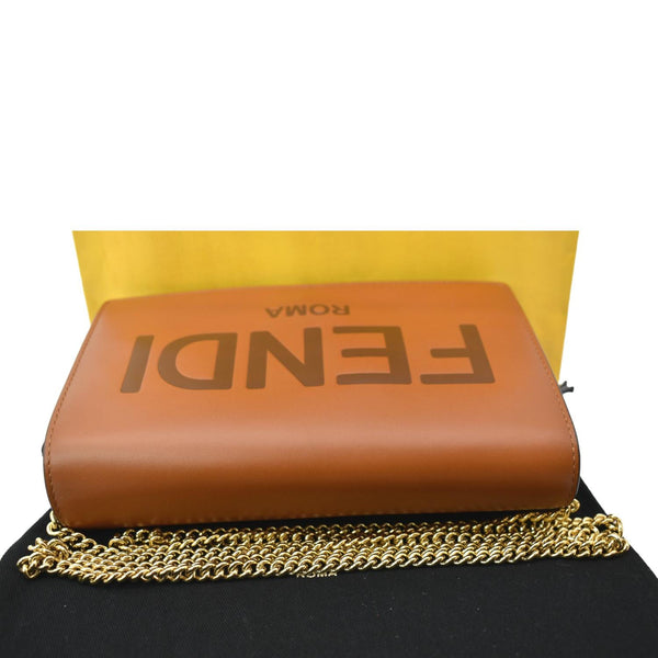 FENDI Roma Leather Wallet on Chain Crossbody Bag Brown
