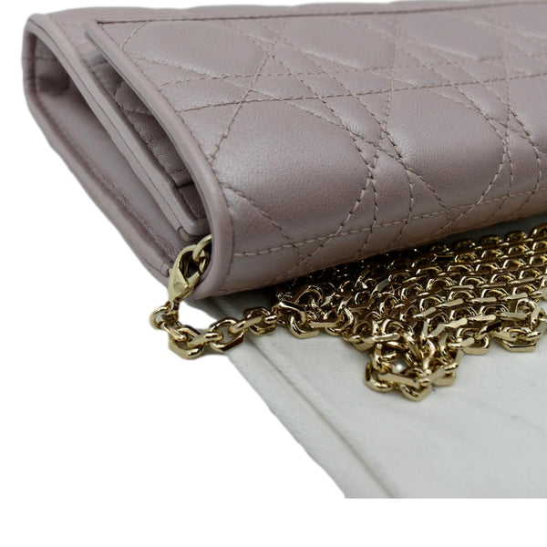CHRISTIAN DIOR Leather Wallet on Chain Crossbody Bag Light Pink