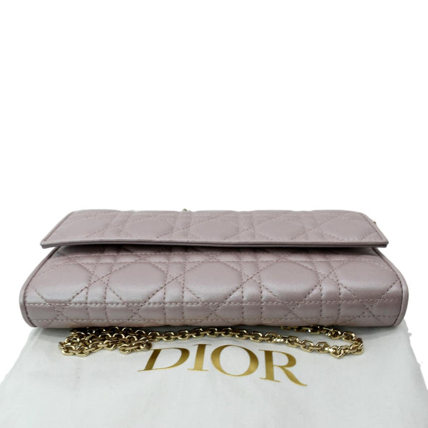 CHRISTIAN DIOR Leather Wallet on Chain Crossbody Bag Light Pink