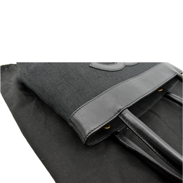 CHANEL Canvas Leather Tote Bag Black