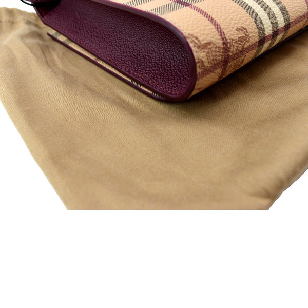 Burberry Loxley Check Leather Shoulder Bag Purple