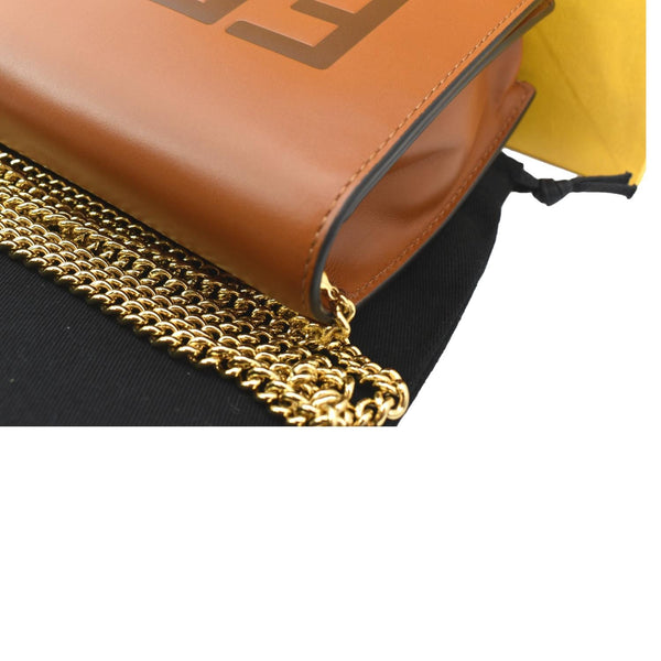 FENDI Roma Leather Wallet on Chain Crossbody Bag Brown