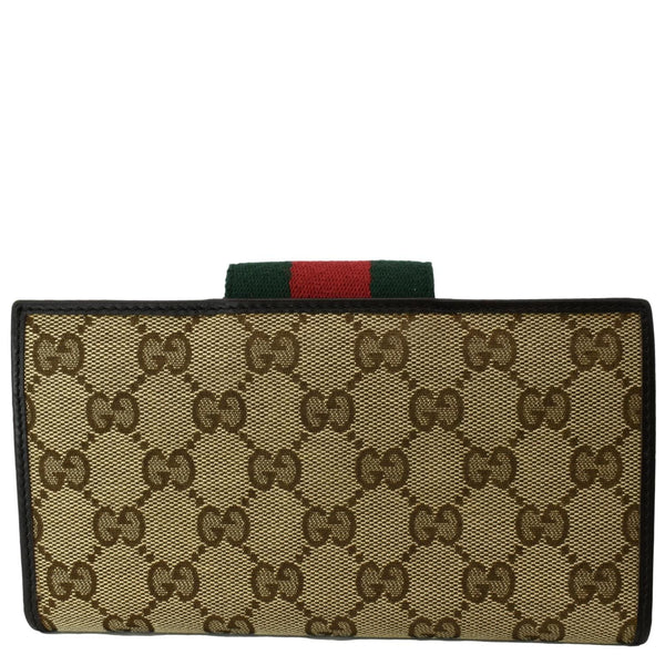 GUCCI Monogram Ladies Web GG Canvas Continental Wallet Beige 181668