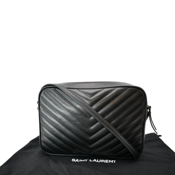YVES SAINT LAURENT Lou Chevron Leather Camera Crossbody Bag Black
