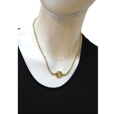 CHANEL CC Round Pendant Chain Choker Necklace Gold