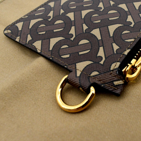 BURBERRY Monogram Coated Canvas Zip Coin Purse Bridle Brown