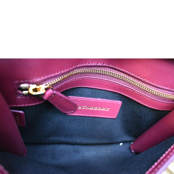 Burberry Loxley Check Leather Shoulder Bag Purple