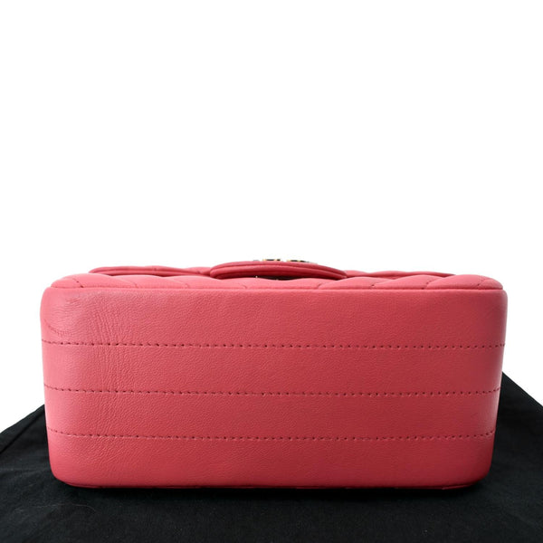 CHANEL Classic Square Mini Chevron Leather Shoulder Bag Pink