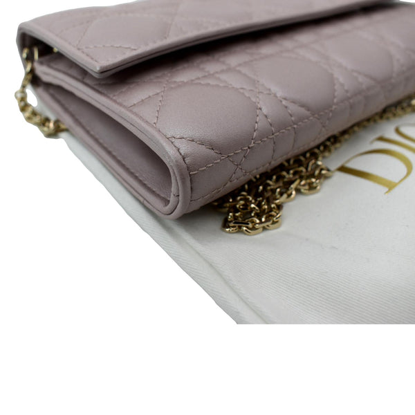 CHRISTIAN DIOR Leather Wallet on Chain Crossbody Bag Light Pink