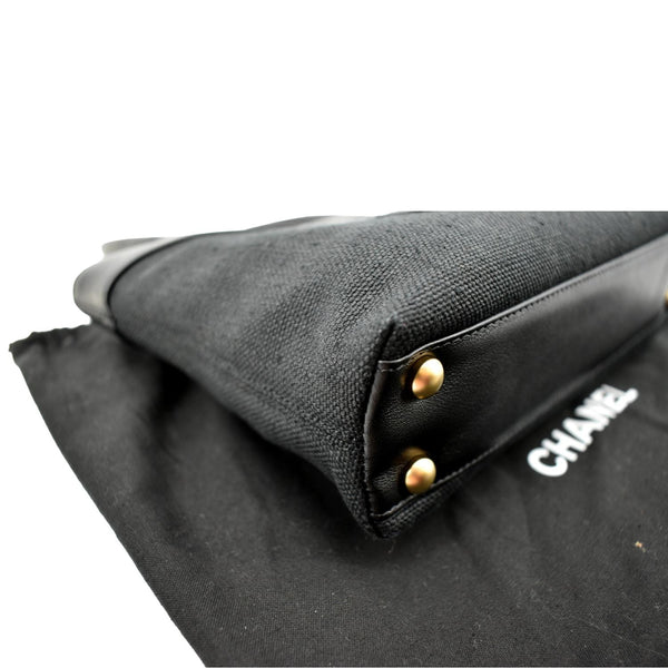 CHANEL Canvas Leather Tote Bag Black