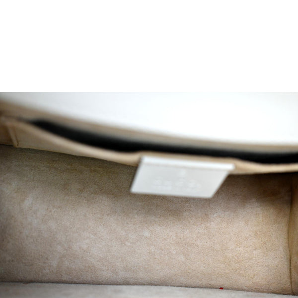 GUCCI Sylvie Mini Leather Top Handle Crossbody Bag White 470270