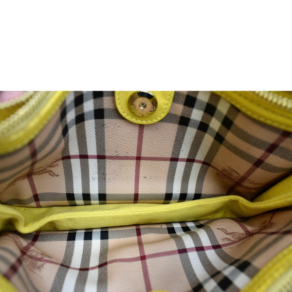 BURBERRY Nova Check Leather Pochette Bag Yellow