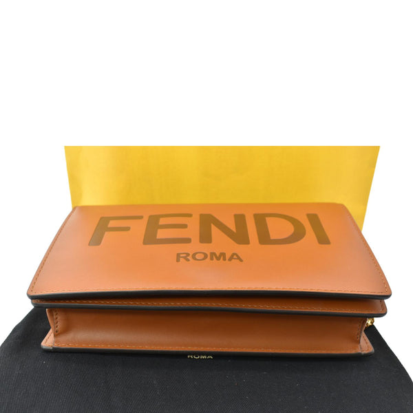 FENDI Roma Leather Wallet on Chain Crossbody Bag Brown
