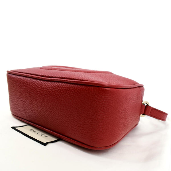 GUCCI Soho Disco Pebbled Leather Crossbody Bag Red 308364
