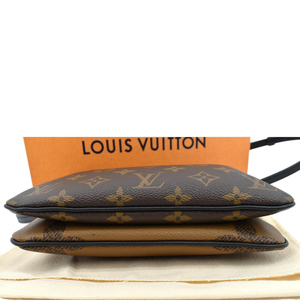 LOUIS VUITTON Double Zip Pochette Reverse Monogram Giant Crossbody Bag Brown