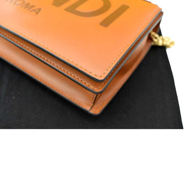 FENDI Roma Leather Wallet on Chain Crossbody Bag Brown