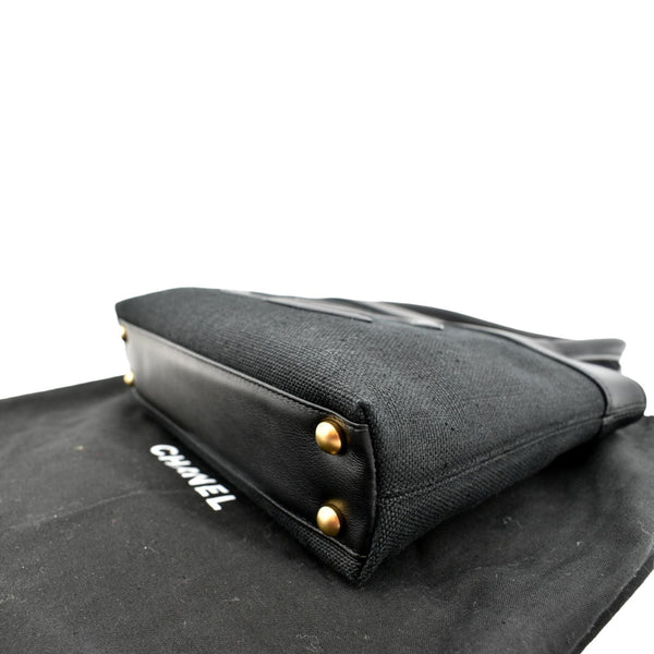CHANEL Canvas Leather Tote Bag Black