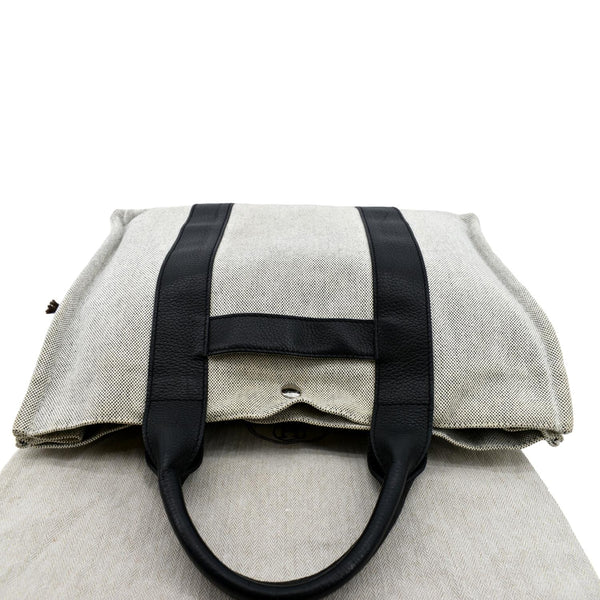 Hermes Garden Party Toile Leather Tote Bag Black/Beige - Top