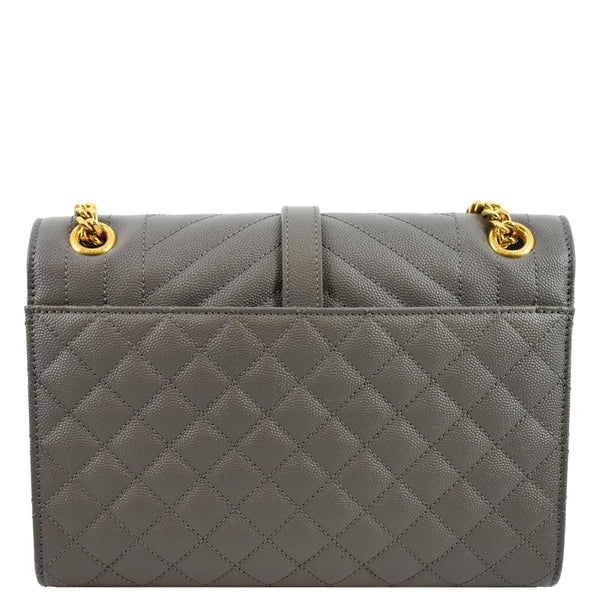 YVES SAINT LAURENT Envelope Medium Matelasse Leather Crossbody Bag Gray