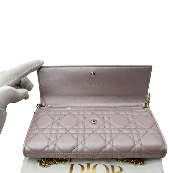 CHRISTIAN DIOR Leather Wallet on Chain Crossbody Bag Light Pink