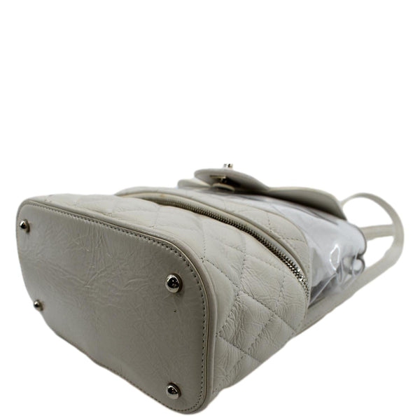 CHANEL Crumpled Quilted Calfskin PVC Backpack Bag White