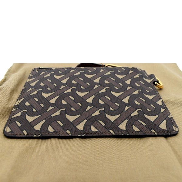 BURBERRY Monogram Coated Canvas Zip Coin Purse Bridle Brown
