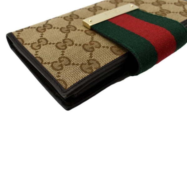 GUCCI Monogram Ladies Web GG Canvas Continental Wallet Beige 181668
