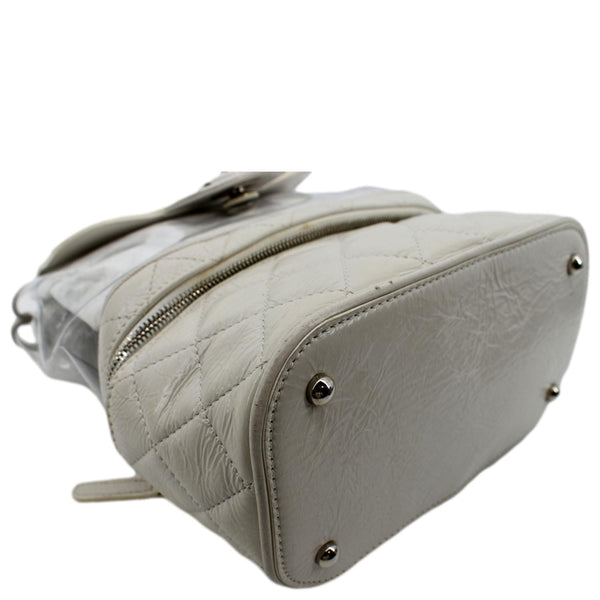 CHANEL Crumpled Quilted Calfskin PVC Backpack Bag White