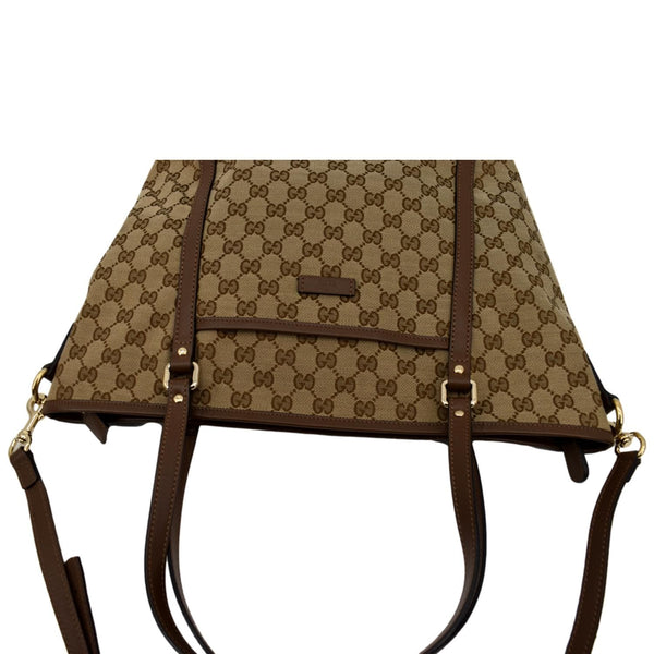 Gucci GG Canvas Leather 2-Way Tote Shoulder Bag Beige - Top