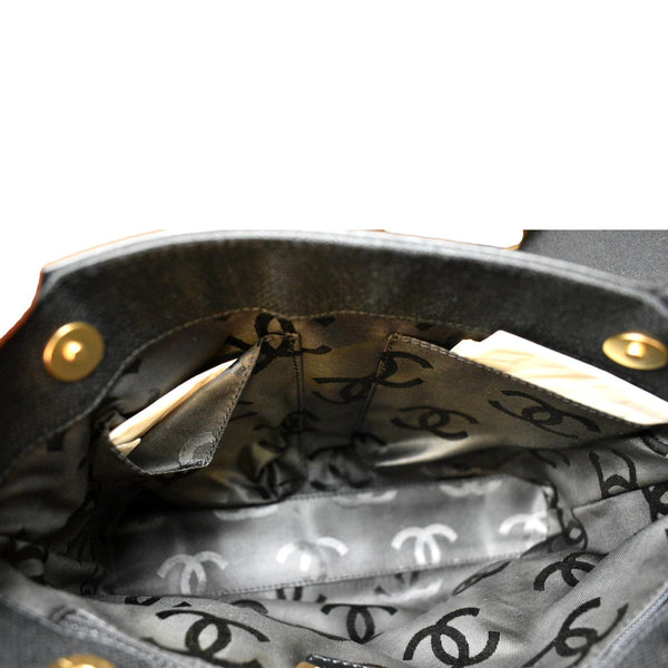 CHANEL Canvas Leather Tote Bag Black