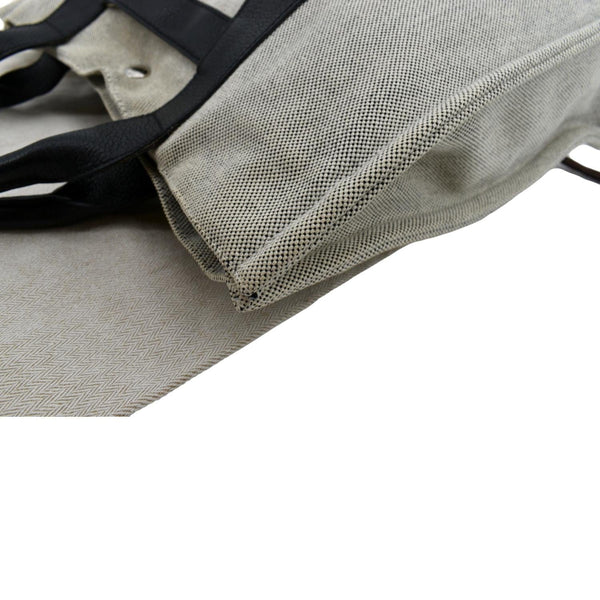 Hermes Garden Party Toile Leather Tote Bag Black/Beige - Right Side