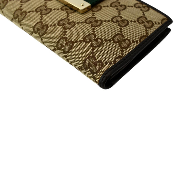 GUCCI Monogram Ladies Web GG Canvas Continental Wallet Beige 181668