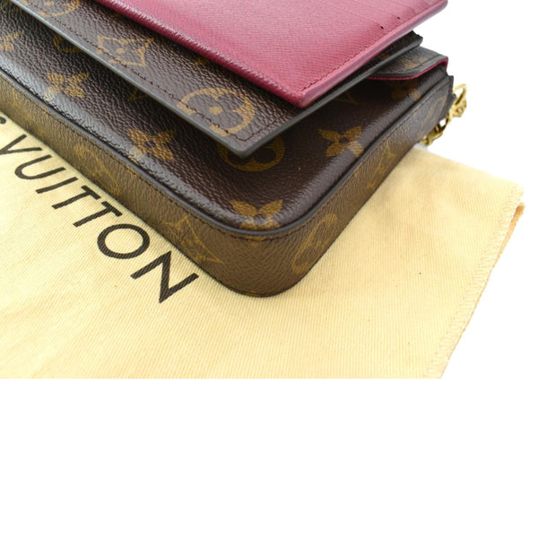 LOUIS VUITTON Felicie Monogram Canvas Pochette Crossbody Bag Brown