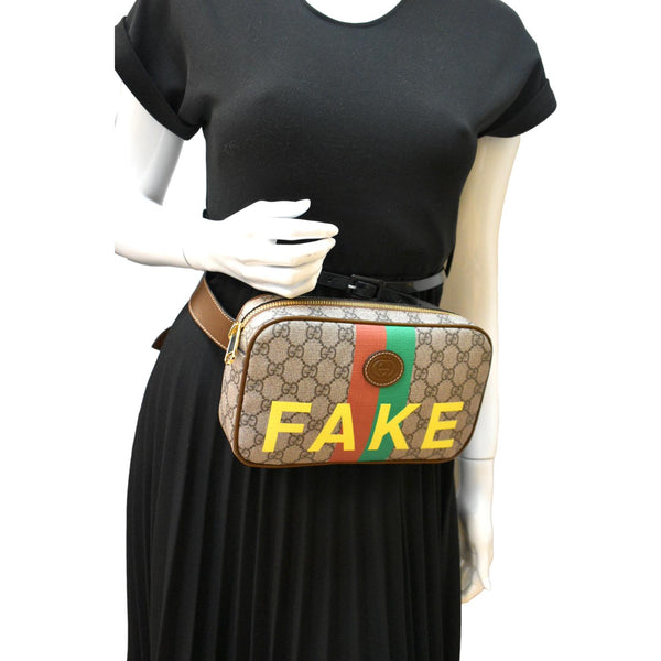 Gucci Fake/Not GG Supreme Canvas Belt Bag in Beige - Full View