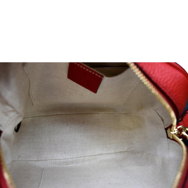 GUCCI Soho Disco Pebbled Leather Crossbody Bag Red 308364