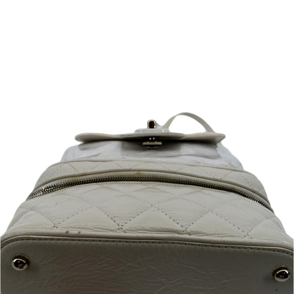 CHANEL Crumpled Quilted Calfskin PVC Backpack Bag White