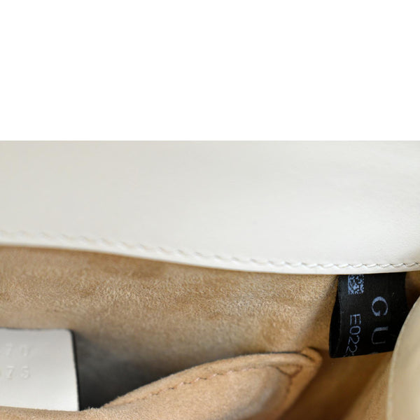 GUCCI Sylvie Mini Leather Top Handle Crossbody Bag White 470270